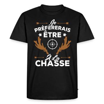 Je préférerais être à la chasse, Cadeau Chasseur - T-shirt Premium bio Homme - noir - Devant - Nico (187cm)
