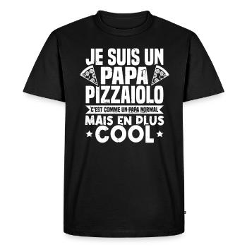 Un papa pizzaiolo c'est comme un papa normal - T-shirt Premium bio Homme - noir - Devant - Nico (187cm)