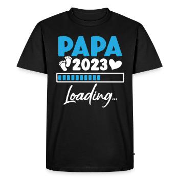 Papa 2023 Loading Annonce Grossesse Futur Papa - T-shirt Premium bio Homme - noir - Devant - Nico (187cm)