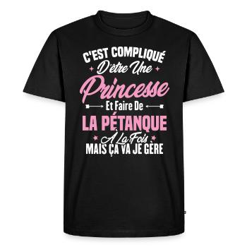 Princesse et pétanque - T-shirt Premium bio Homme - noir - Devant - Nico (187cm)