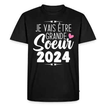 Je Vais Être Grande Sœur 2024, Annonce Grossesse - T-shirt Premium bio Homme - noir - Devant - Nico (187cm)
