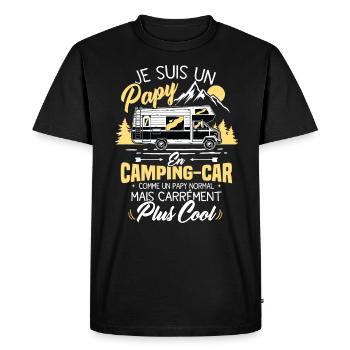 Je suis papy en camping-car comme un papy normal - T-shirt Premium bio Homme - noir - Devant - Nico (187cm)