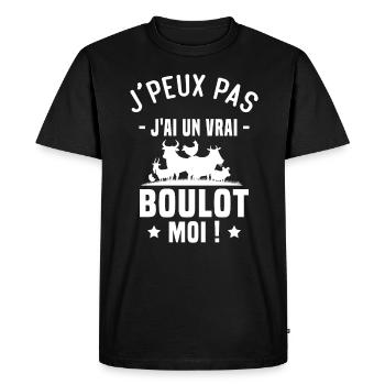 J’peux pas j’ai un vrai boulot moi ! - T-shirt Premium bio Homme - noir - Devant - Nico (187cm)