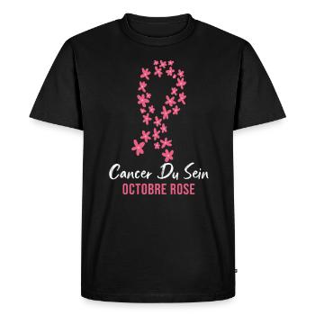 Cancer du Sein octobre rose - T-shirt Premium bio Homme - noir - Devant - Nico (187cm)