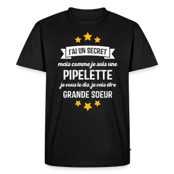 Je vais être grande sœur, Future grande soeur - T-shirt Premium bio Homme - noir - Devant - Nico (187cm)