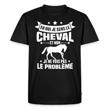 Je sens le cheval et non je ne vois le problème - T-shirt Premium bio Homme - noir - Devant - Nico (187cm)