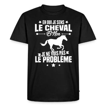 Je sens le cheval et non je ne vois le problème - T-shirt Premium bio Homme - noir - Devant - Nico (187cm)