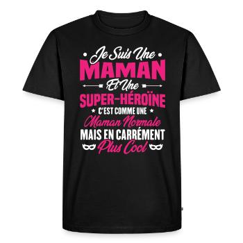 Je suis une maman et une super héroïne - T-shirt Premium bio Homme - noir - Devant - Nico (187cm)