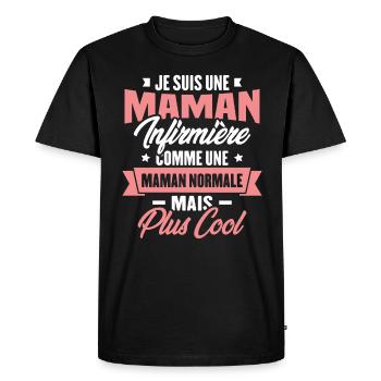 Maman infirmière comme une Maman normale plus cool - T-shirt Premium bio Homme - noir - Devant - Nico (187cm)