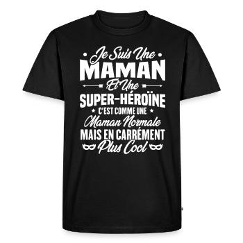 Je suis une maman et une super héroïne - T-shirt Premium bio Homme - noir - Devant - Nico (187cm)