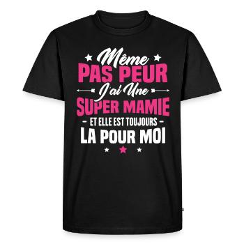 J'ai une Mamie et elle est toujours la pour moi - T-shirt Premium bio Homme - noir - Devant - Nico (187cm)