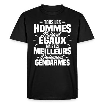 Les meilleurs hommes deviennent gendarmes - T-shirt Premium bio Homme - noir - Devant - Nico (187cm)