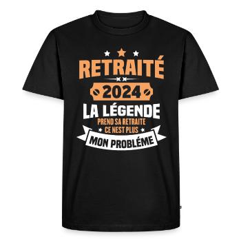 Cadeau retraité 2024, La légende prend sa retraite - T-shirt Premium bio Homme - noir - Devant - Nico (187cm)