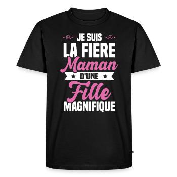 Je suis la Fière Maman d'une Fille Magnifique - T-shirt Premium bio Homme - noir - Devant - Nico (187cm)