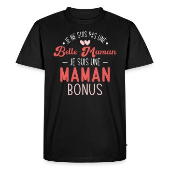Cadeau belle maman je suis une maman bonus - T-shirt Premium bio Homme - noir - Devant - Nico (187cm)