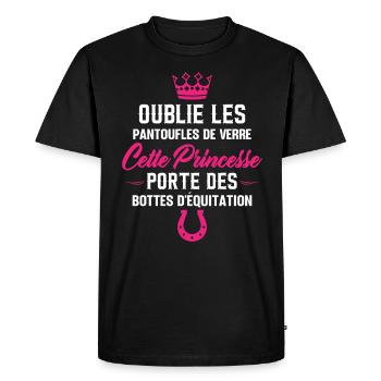 Cette Princesse Porte Des Bottes D'équitation - T-shirt Premium bio Homme - noir - Devant - Nico (187cm)