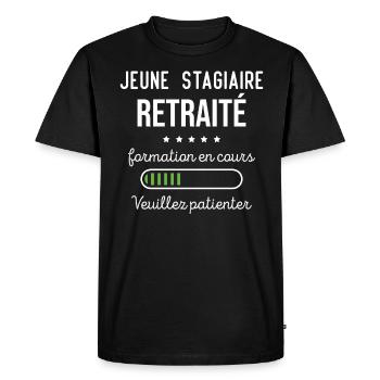 Jeune stagiaire retraité formation en cours - T-shirt Premium bio Homme - noir - Devant - Nico (187cm)