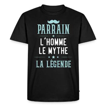 Parrain, l'homme, le mythe, la légende - T-shirt Premium bio Homme - noir - Devant - Nico (187cm)