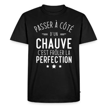 Chauve perfection, Cadeau humour homme chauve - T-shirt Premium bio Homme - noir - Devant - Nico (187cm)
