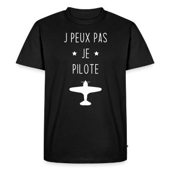 J'peux pas je pilote Cadeau vintage avion - T-shirt Premium bio Homme - noir - Devant - Nico (187cm)