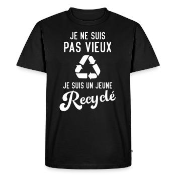 Je ne suis pas vieux je suis un jeune recyclé - T-shirt Premium bio Homme - noir - Devant - Nico (187cm)