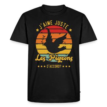 J'aime juste les pigeons D'accord - T-shirt Premium bio Homme - noir - Devant - Nico (187cm)