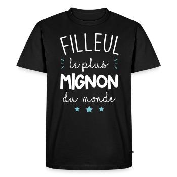 Filleul le plus mignon du monde - T-shirt Premium bio Homme - noir - Devant - Nico (187cm)