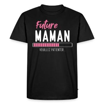 Future Maman veuillez patienter - T-shirt Premium bio Homme - noir - Devant - Nico (187cm)