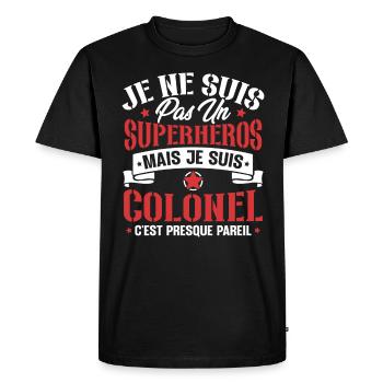 Je ne suis pas un super héros mais je suis colonel - T-shirt Premium bio Homme - noir - Devant - Nico (187cm)