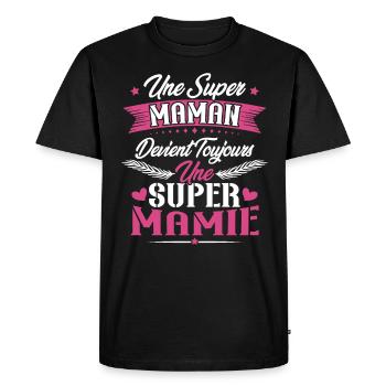 Une super maman devient toujours une super mamie - T-shirt Premium bio Homme - noir - Devant - Nico (187cm)
