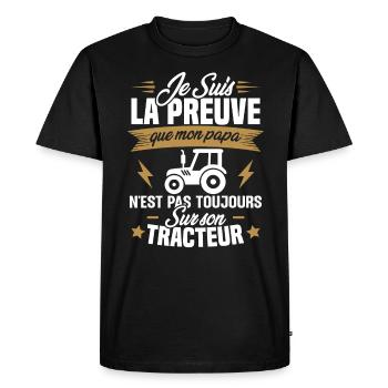 Preuve que mon papa tracteur, Papa agriculteur - T-shirt Premium bio Homme - noir - Devant - Nico (187cm)