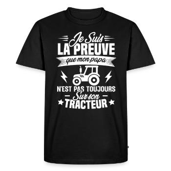 Je suis la preuve que mon papa tracteur humour - T-shirt Premium bio Homme - noir - Devant - Nico (187cm)