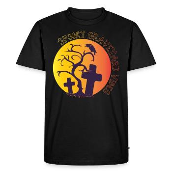 Spooky graveyard vibes halloween crow cross moon - Men's Premium Organic T-Shirt - black - Front - Nico (187cm)