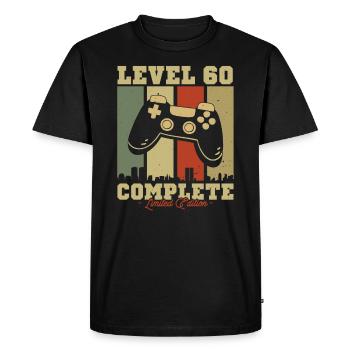 Cadeau Anniv. Vintage lvl 60 Éd. Limitée - T-shirt Premium bio Homme - noir - Devant - Nico (187cm)