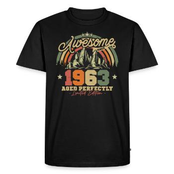 Vintage and retro birthday gift 1963 - Men's Premium Organic T-Shirt - black - Front - Nico (187cm)