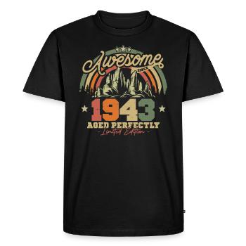 Cadeau d’anniversaire vintage et rétro 1943 - T-shirt Premium bio Homme - noir - Devant - Nico (187cm)