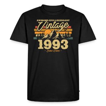 Cadeau Anniversaire Vintage 1993 - T-shirt Premium bio Homme - noir - Devant - Nico (187cm)