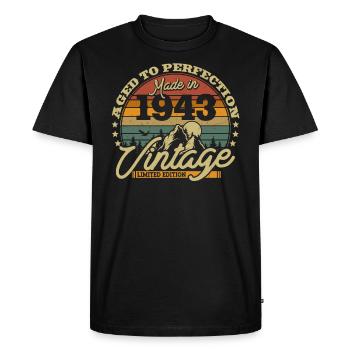 Cadeau d’anniversaire rétro vintage 1943 - T-shirt Premium bio Homme - noir - Devant - Nico (187cm)