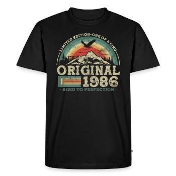 Original depuis 1986 - Edition limitée - T-shirt Premium bio Homme - noir - Devant - Nico (187cm)