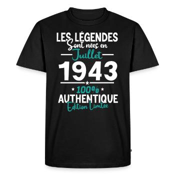 Cadeau d'anniversaire Juillet 1943 80 ans en 2023 - T-shirt Premium bio Homme - noir - Devant - Nico (187cm)