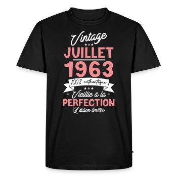 Cadeau Anniversaire Juillet 1963 - 60 ans - T-shirt Premium bio Homme - noir - Devant - Nico (187cm)