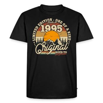 Birthday Gift 1995 - 28 years in 2023 - Men's Premium Organic T-Shirt - black - Front - Nico (187cm)