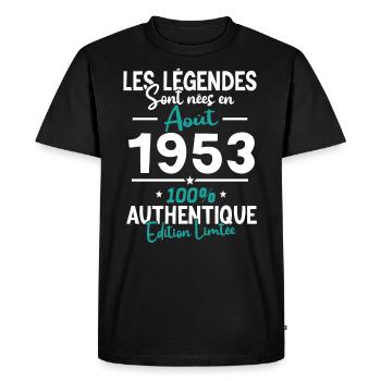Cadeau Anniversaire août 1953 - T-shirt Premium bio Homme - noir - Devant - Nico (187cm)