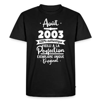 Cadeau Anniversaire Août 2003 - T-shirt Premium bio Homme - noir - Devant - Nico (187cm)