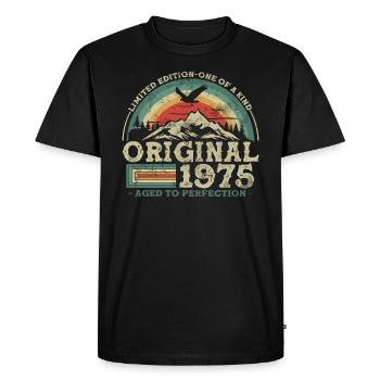 Cadeau Anniversaire 1975 - 48 ans - T-shirt Premium bio Homme - noir - Devant - Nico (187cm)