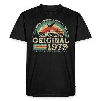 Rétro 44 - Cadeau 44 ans - T-shirt Premium bio Homme - noir - Devant - Nico (187cm)