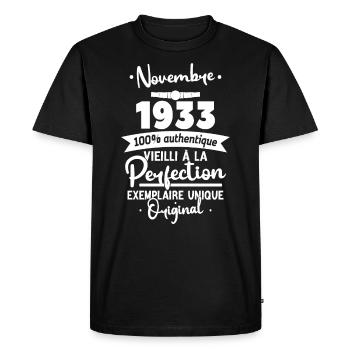 Cadeau Anniversaire Novembre 1933 90 Ans - T-shirt Premium bio Homme - noir - Devant - Nico (187cm)
