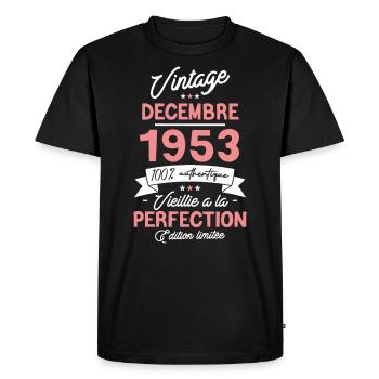 Vintage Décembre 1953 70 Ans - T-shirt Premium bio Homme - noir - Devant - Nico (187cm)
