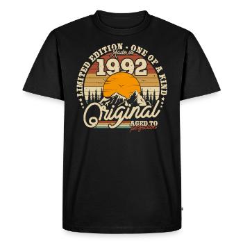 Cadeau Rétro Vintage 1992, 31/32 ans - T-shirt Premium bio Homme - noir - Devant - Nico (187cm)