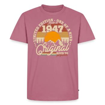 Vintage Retro Cadeau d’anniversaire 1947 76/77 ans - T-shirt Premium bio Homme - mauve - Devant - Nico (187cm)